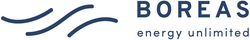 Logo der Boreas mit dem Zusatz energy unlimited in dunkelblau und drei Wellen