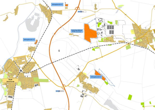 Die Übersichtskarte zeigt die Geltungsbereiche vom Bebauungsplan Nr. 17  Industriegebiet „IG-3“ Sömmerda/Kölleda