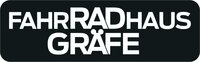 Logo des Fahrradhaus Gräfe mit weißer Schrift auf dunkelblauen Balken